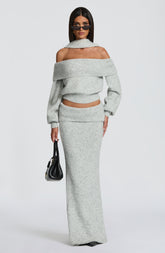 Andie Maxi Skirt - Light Grey Marl